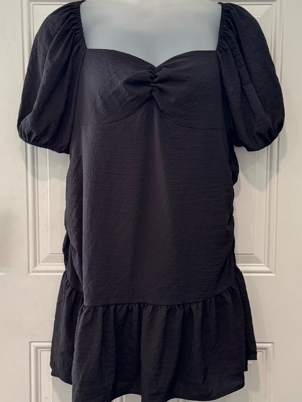 🖤SHEIN Curve Black Sweetheart Puff Sleeve Ruffle Mini Dress